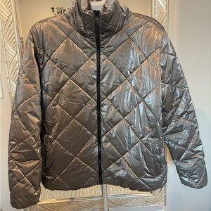 Lou & Grey Metallic Gray Puffer Jacket